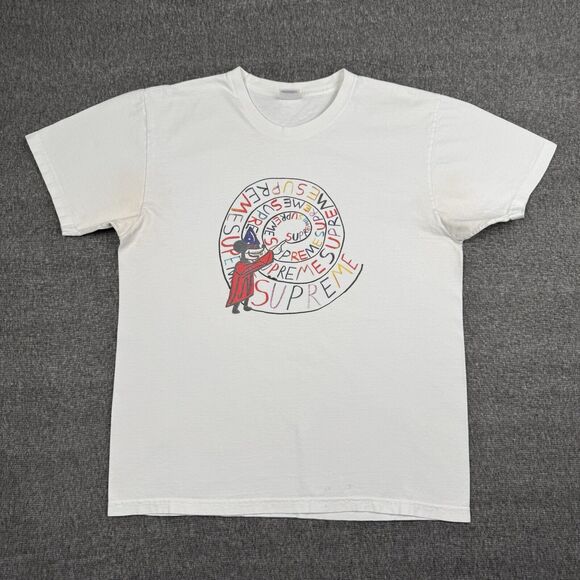 Supreme X Joe‎ Roberts Swirl Mickey Tee Shirt Mens Large White Fantasia Art - Picture 1 of 6
